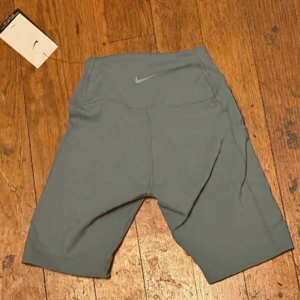 Blue High-Waisted Biker Shorts